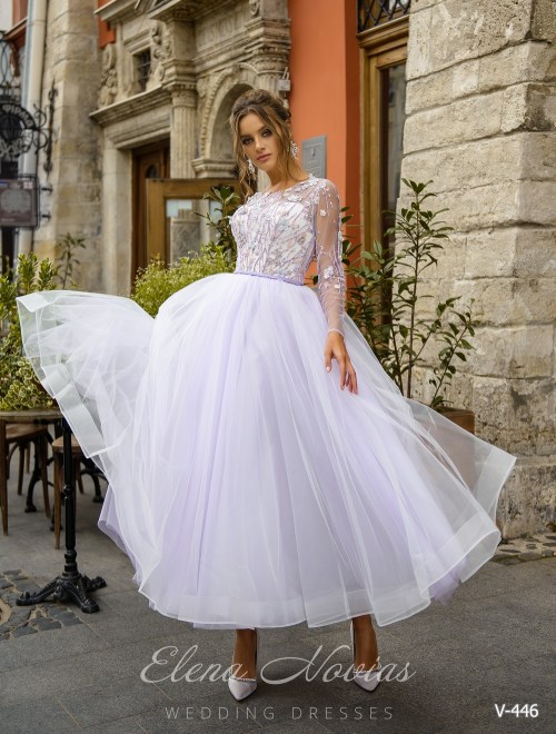 Пышное вечернее платье с цветочными аппликациями оптом от  Elena Novias V-446